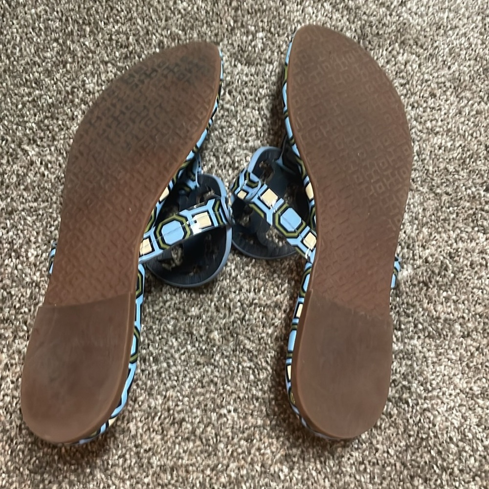 Tory Burch Miller octagon geometric chambray blue sandal size 9 - Picture 5 of 5